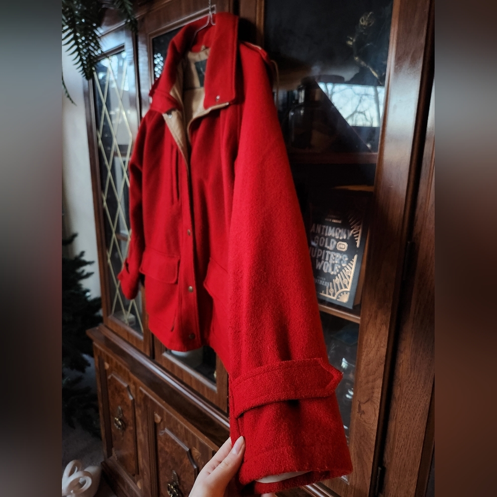 Red Wool Jacket Hunt Club Coat Ruby - Picture 4 of 14